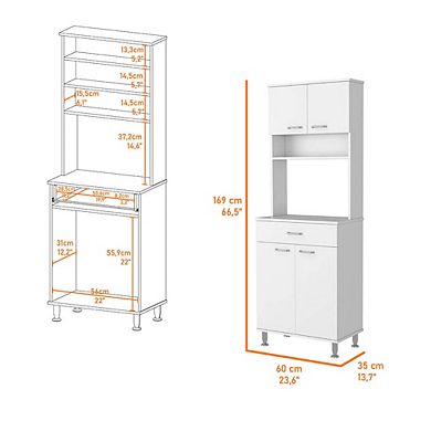 Bay Area Pantry, Two Door Cabinets, One Drawer, Four Adjustable Metal Legs