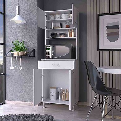 Bay Area Pantry, Two Door Cabinets, One Drawer, Four Adjustable Metal Legs