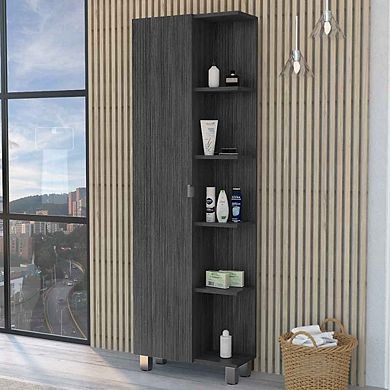 Los Angeles Linen Cabinet, Five Shelves, One Cabinet, Divisions