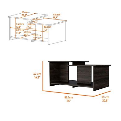 Waycross Coffee Table, One Large Shelf, Two Table Tops