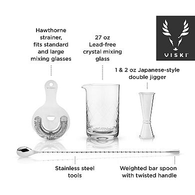 4-Piece Stainless Steel Mixologist Barware Set by Viski®