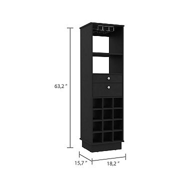 Hype Bar Cabinet, Twelve Built-in Wine Rack, Two Drawers, One Shelf