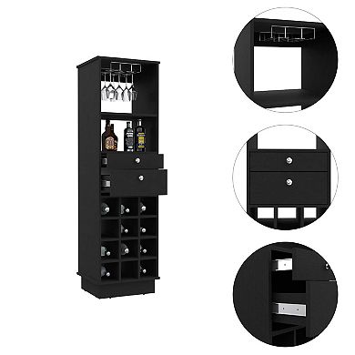 Hype Bar Cabinet, Twelve Built-in Wine Rack, Two Drawers, One Shelf