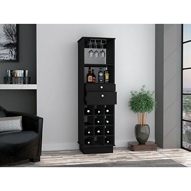 Hype Bar Cabinet, Twelve Built-in Wine Rack, Two Drawers, One Shelf