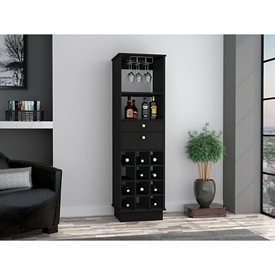 Hype Bar Cabinet, Twelve Built-in Wine Rack, Two Drawers, One Shelf
