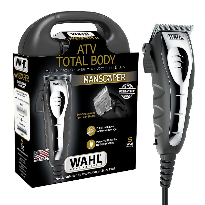 Wahl ATV Total Body Manscaper Hair Clipper for Men  Corded 18pc  Black Chrome 3024498