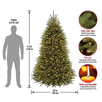 National Tree Company 7 1/2-ft. Pre-Lit Dunhill Fir Hinged Artificial Christmas Tree