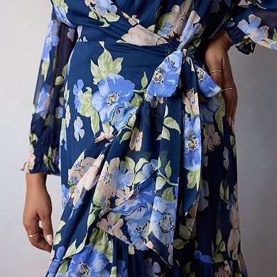 Plus Size LC Lauren Conrad Flowy Floral Print High-Low Wrap Maxi Dress
