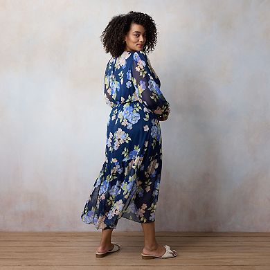 Plus Size LC Lauren Conrad Flowy Floral Print High-Low Wrap Maxi Dress
