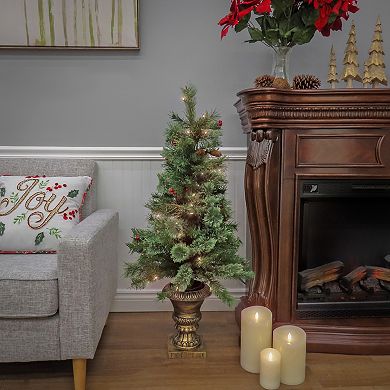 National Tree Company 4-ft. Pre-Lit Glistening Pine Berry & Pinecones Artificial Christmas Entrance Tree