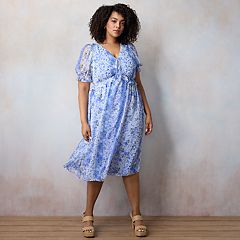 Plus Size Elegant Summer Floral Print Style Belted Front V-Neck Maxi Dress  For Women