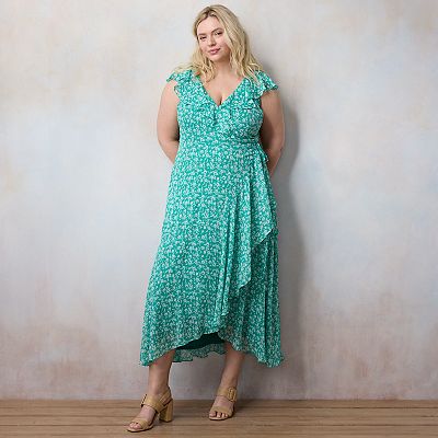 Plus Size LC Lauren Conrad Floral Print Fluttery Tulip Wrap Maxi Dress