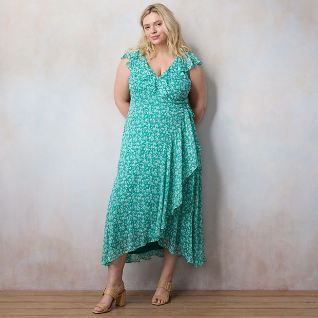 Plus Size LC Lauren Conrad Floral Print Fluttery Tulip Wrap Maxi Dress
