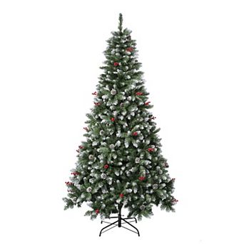 National Tree Company 7 1/2-ft. Flocked Cullen Berry & Pinecones Hinged Artificial Christmas Tree