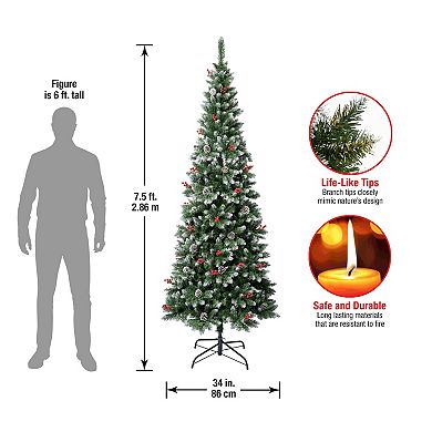 National Tree Company 7 1/2-ft. Cullen Berry & Pine Cone Slim Hinged Artificial Christmas Tree
