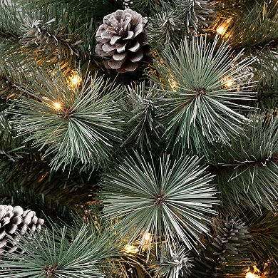 National Tree Company 4 1/2-ft. Pre-Lit Perry Flocked Mixed Needle Hinged Artificial Christmas Tree