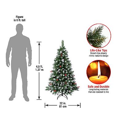 National Tree Company 4 1/2-ft. Cullen Berries & Pinecones Hinged Artificial Christmas Tree