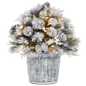 National Tree Company 22 in Pre-Lit Feel Real® Snowy Chiwaw Basin Artificial Christmas Tree