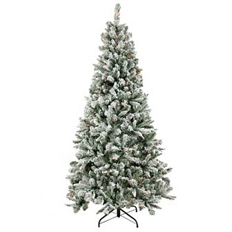 National Tree Company 6 1/2-ft. Pre-Lit Feel Real® Snowy Mixed Pine Hinged Artificial Christmas Tree