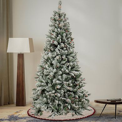 National Tree Company 6 1/2-ft. Pre-Lit Feel Real Snowy Mixed Pine Hinged Artificial Christmas Tree