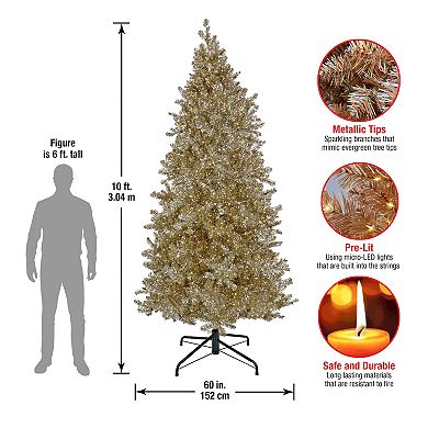 National Tree Company 10-ft. Platinum Hinged Spruce LED Artificial Christmas Tree