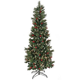 National Tree Company 7 1/2-ft. Pre-Lit Meadowlark Berry Pencil Artificial Christmas Tree