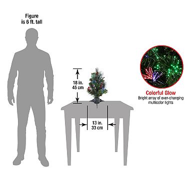 National Tree Company 18-in. Fiber Optic Ice Crestwood Small Tree With Silver Bristle, Cones, Red Berries & Glitter