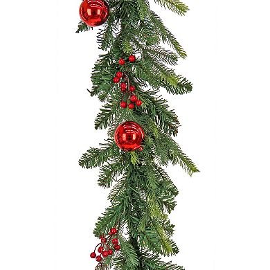 National Tree Company Feel Real Pre-Lit Scotch Creek Fir Berry & Ornament Artificial Garland