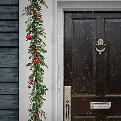 National Tree Company Feel Real Pre-Lit Scotch Creek Fir Berry & Ornament Artificial Garland