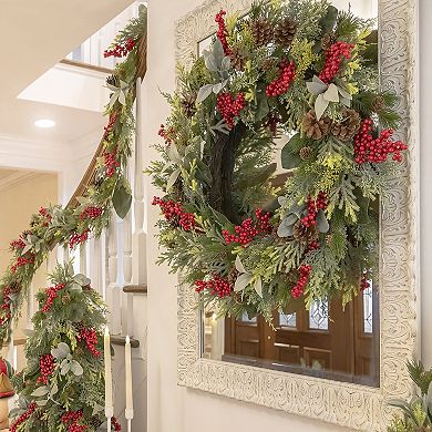 National Tree Company HGTV-9-ft. Holiday Greenery & Berry Garland