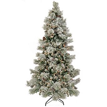 National Tree Company 7 1/2-ft. Pre-Lit Snowy Yorkshire Hinged Artificial Christmas Tree