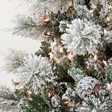 National Tree Company 7 1/2-ft. Pre-Lit Snowy Yorkshire Hinged Artificial Christmas Tree
