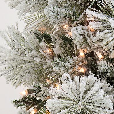 National Tree Company 7 1/2-ft. Pre-Lit Snowy Yorkshire Hinged Artificial Christmas Tree