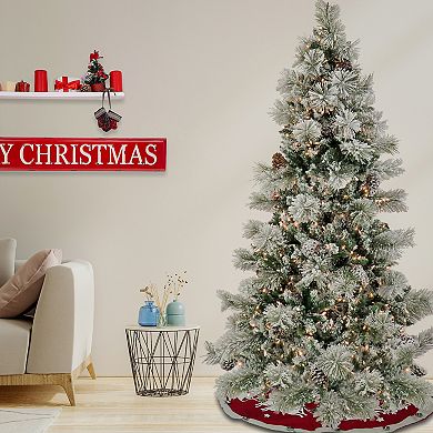 National Tree Company 7 1/2-ft. Pre-Lit Snowy Yorkshire Hinged Artificial Christmas Tree