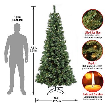National Tree Company 7 1/2-ft. Pre-Lit Pilchuck Pine Hinged Artificial Christmas Tree