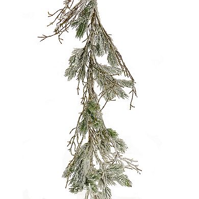 National Tree Company 9-ft. Pre-Lit Flocked Twig Christmas Garland