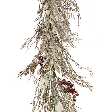 National Tree Company 9-ft. Pre-Lit Christmas Alpine Decorated Snowy Lump Garland