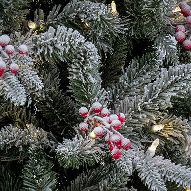 National Tree Company 7 1/2-ft. Pre-Lit Feel Real Snowy Poechmann Fir Berry & Pinecone Artificial Christmas Tree