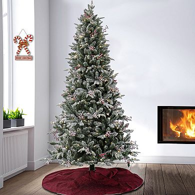 National Tree Company 7 1/2-ft. Pre-Lit Feel Real Snowy Poechmann Fir Berry & Pinecone Artificial Christmas Tree