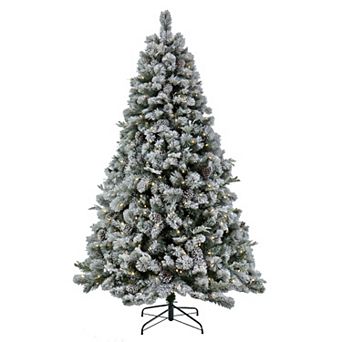 National Tree Company 7 1/2-ft. Pre-Lit Feel Real® Snowy Silver Hill Pine Berry & Pinecones Artificial Christmas Tree