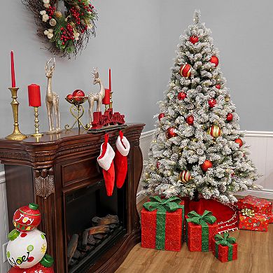 National Tree Company 7 1/2-ft. Pre-Lit Feel Real Snowy Silver Hill Pine Berry & Pinecones Artificial Christmas Tree