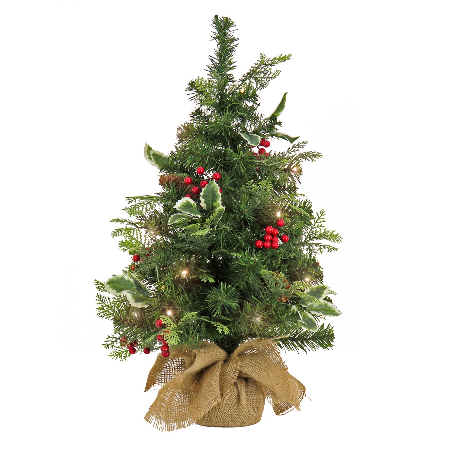 National Tree Company First Traditions Pre-Lit Holly Berry Artificial ...