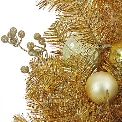 National Tree Company 36-in. Pre-Lit Christmas Be Merry Decorated Gold Table Top Tree