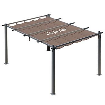 Aoodor Replacement Pergola Canopy - Retractable Shade in Dark Brown Fabric for 10 x 13 ft Pergola