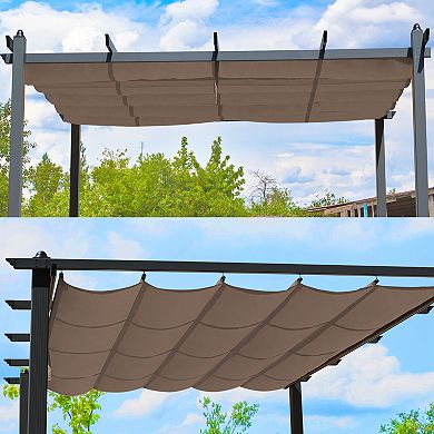 Aoodor Replacement Pergola Canopy - Retractable Shade in Dark Brown Fabric for 10 x 13 ft Pergola