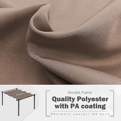 Aoodor Replacement Pergola Canopy - Retractable Shade in Dark Brown Fabric for 10 x 13 ft Pergola