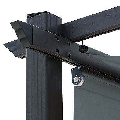 Aoodor 10 x 13 ft Outdoor Pergola with Retractable Canopy, Aluminum Frame, 4 Pieces Patio Sun Shade Shelter for Backyard