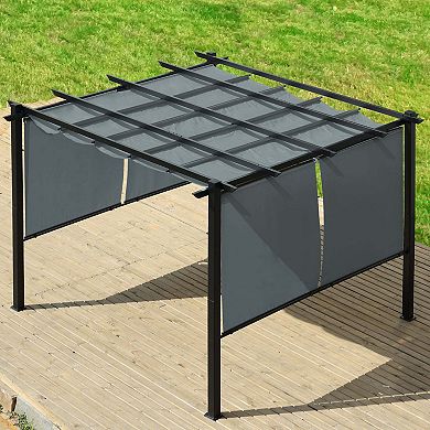 Aoodor 10 x 13 ft Outdoor Pergola with Retractable Canopy, Aluminum Frame, 4 Pieces Patio Sun Shade Shelter for Backyard