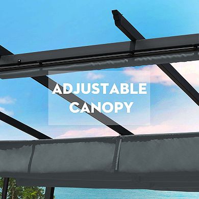 Aoodor 10 x 13 ft Outdoor Pergola with Retractable Canopy, Aluminum Frame, 4 Pieces Patio Sun Shade Shelter for Backyard