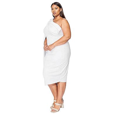 Plus Size Spade One Shoulder Cape Dress